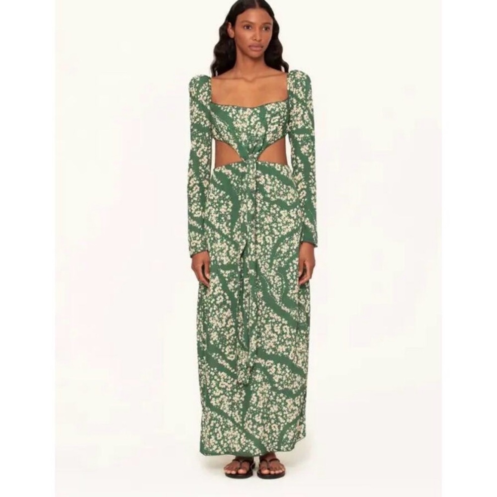 Agua Bendita Green Floral Maxi Skirt